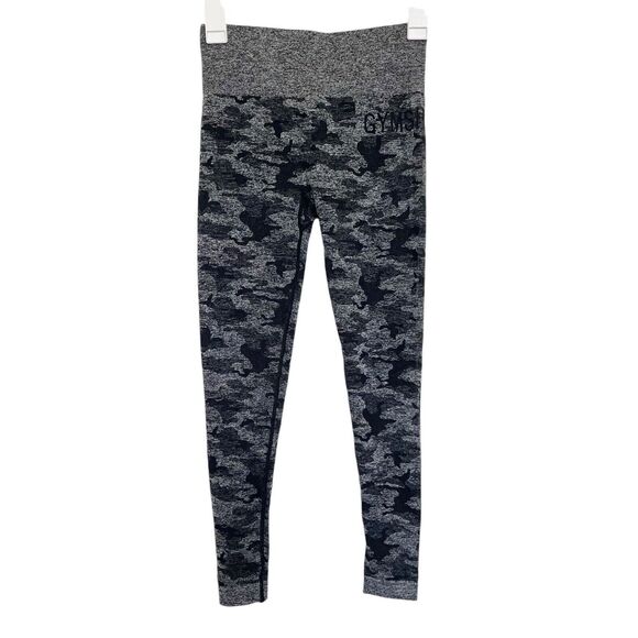 Gymshark Womens Leggings Size Medium Gray Camo Activewear Gym Sporty Workout - Picture 1 of 16